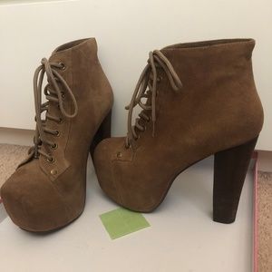 Jeffrey Campbell Taupe Suede Lita Heel 4.5